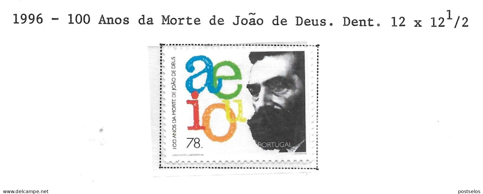 João De Deus 100 Anos Morte - Ongebruikt