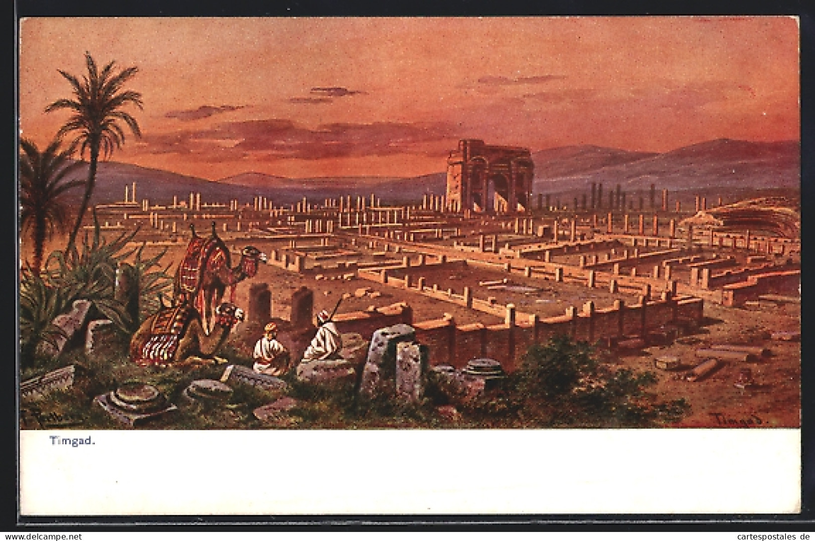 Künstler-AK Friedrich Perlberg: Timgad, Überreste Der Römischen Stadt  - Perlberg, F.