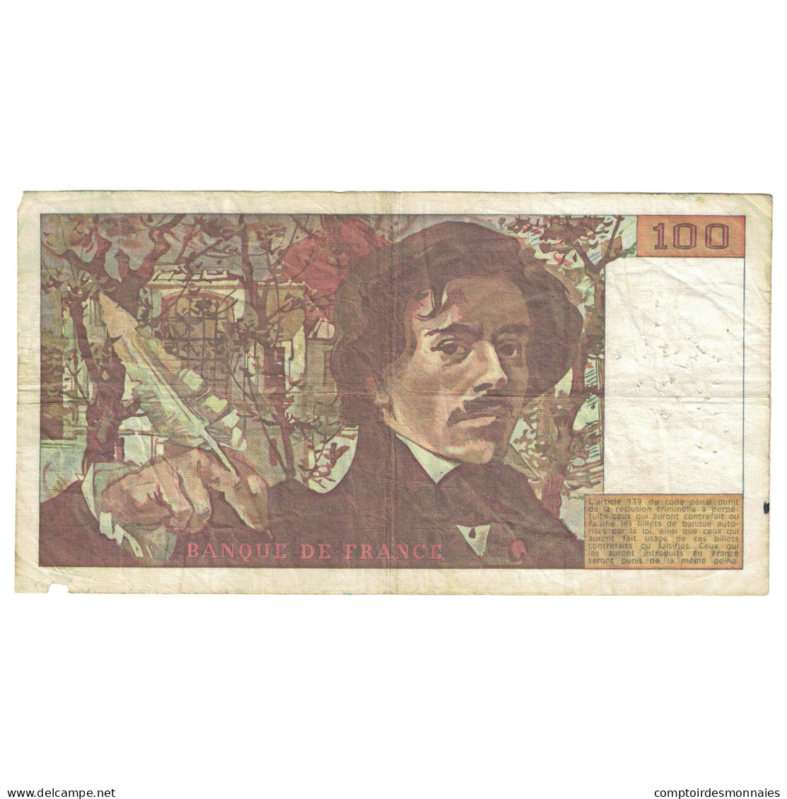 France, 100 Francs, Delacroix, 1981, R.47, TB, Fayette:69.5, KM:154b - 100 F 1978-1995 ''Delacroix''