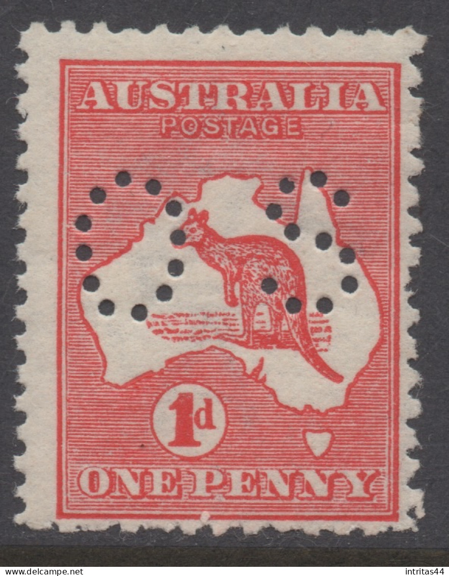 AUSTRALIA 1914 1d RED KANGAROO (DIE IIA) STAMP "OS" PERF.12 1st.WMK  SG.O17e MLH. - Ungebraucht