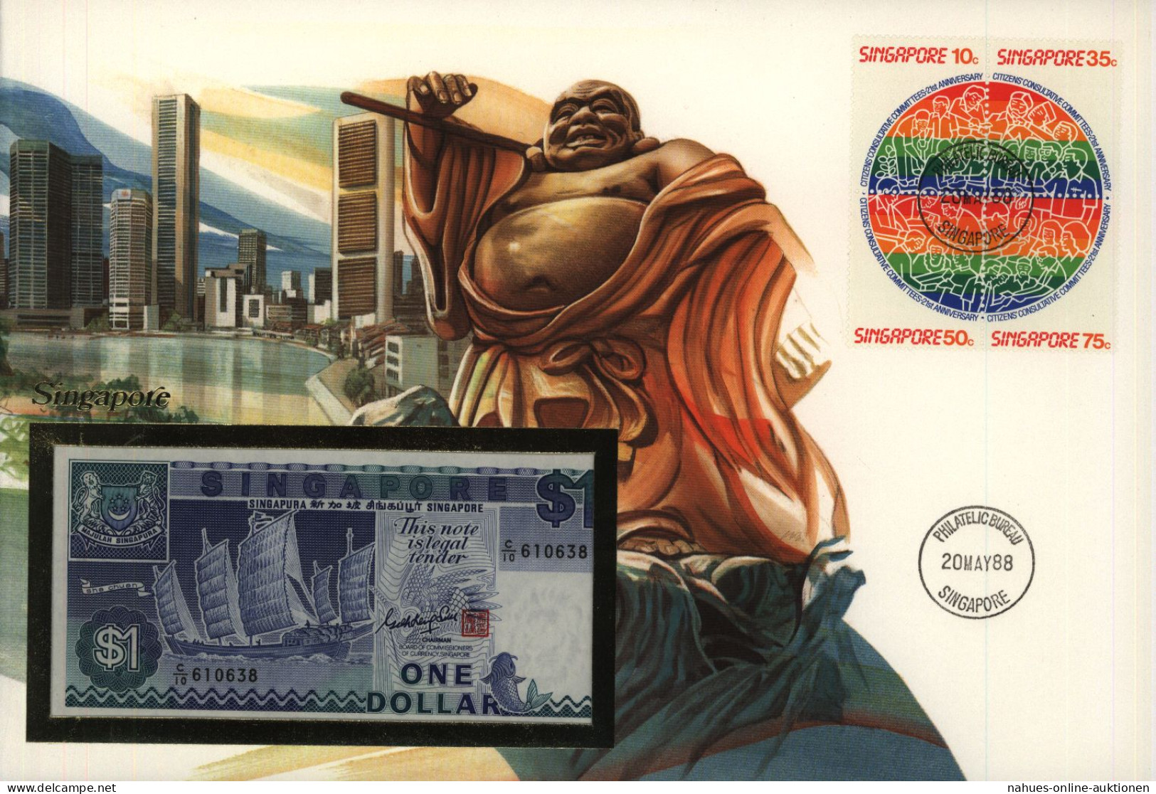 Geldschein Banknote Banknotenbrief Singapore Schein Und Briefmarkenausgabe Asien - Otros & Sin Clasificación