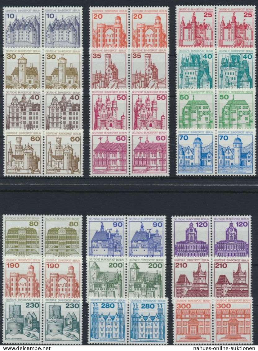 Berlin Ex 532-677 Burgen & Schlösser Kpl. 21 Wte Waagerechte Paare MNH Kat 72,10 - Storia Postale