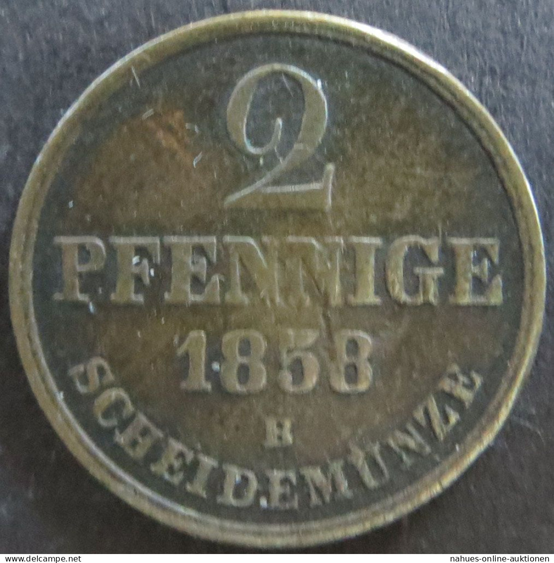 Münze Hannover 153 - 2 Pfennig Scheidemünze 1858 Monogramm Kupfer Ss - Otros & Sin Clasificación