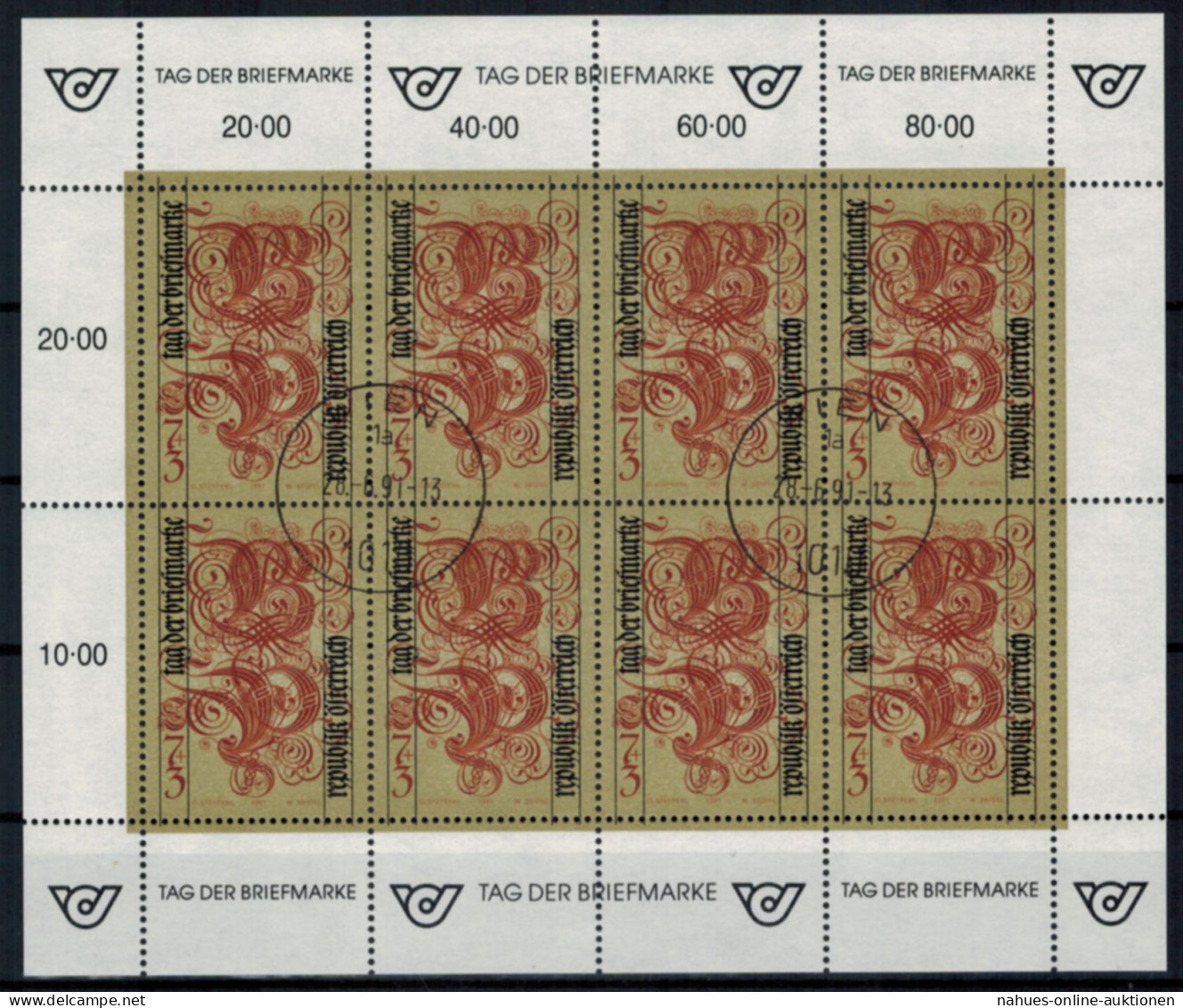 Österreich Kleinbogen 2032 Philatelie Tag Der Briefmarke Gestempelt 1991 - Cartas & Documentos