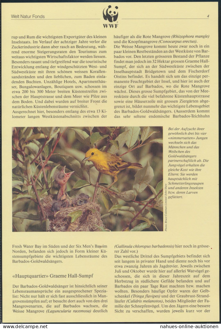 WWF Barbados 770-773 Tiere Vögel Goldwaldsänger Kpl. Kapitel Bestehend - Barbados (1966-...)