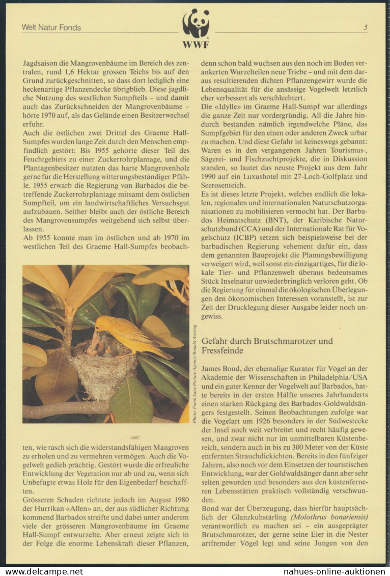 WWF Barbados 770-773 Tiere Vögel Goldwaldsänger Kpl. Kapitel Bestehend - Barbados (1966-...)