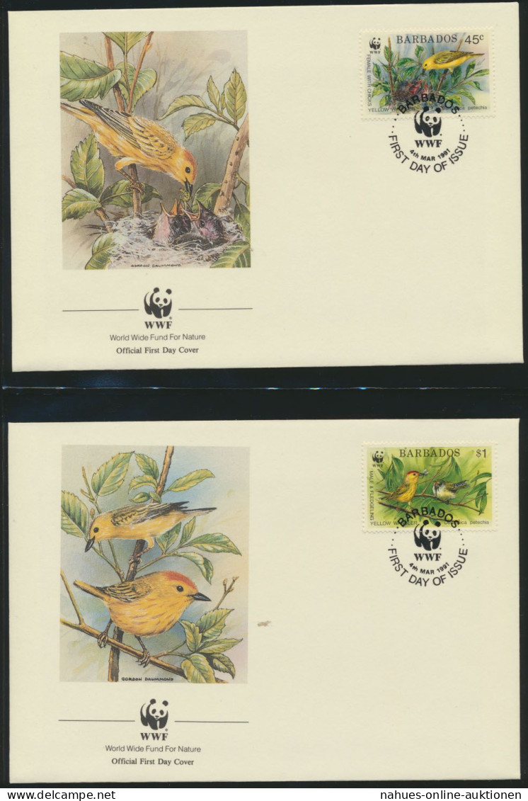 WWF Barbados 770-773 Tiere Vögel Goldwaldsänger kpl. Kapitel bestehend