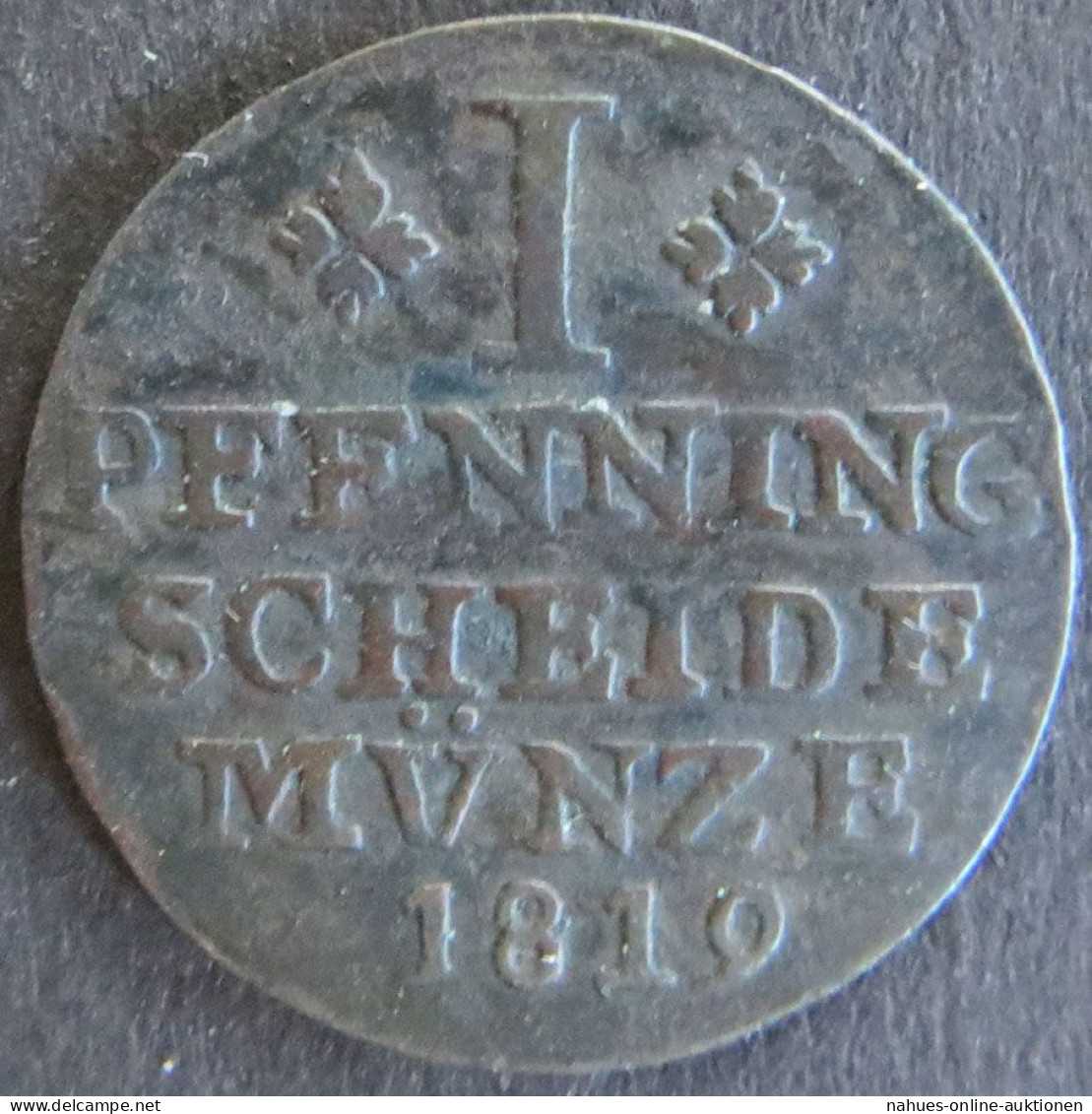 Münze Braunschweig 46 - 1 Pfenning Scheidemünze Sachsenross 1819 Kupfer Ss - Altri & Non Classificati
