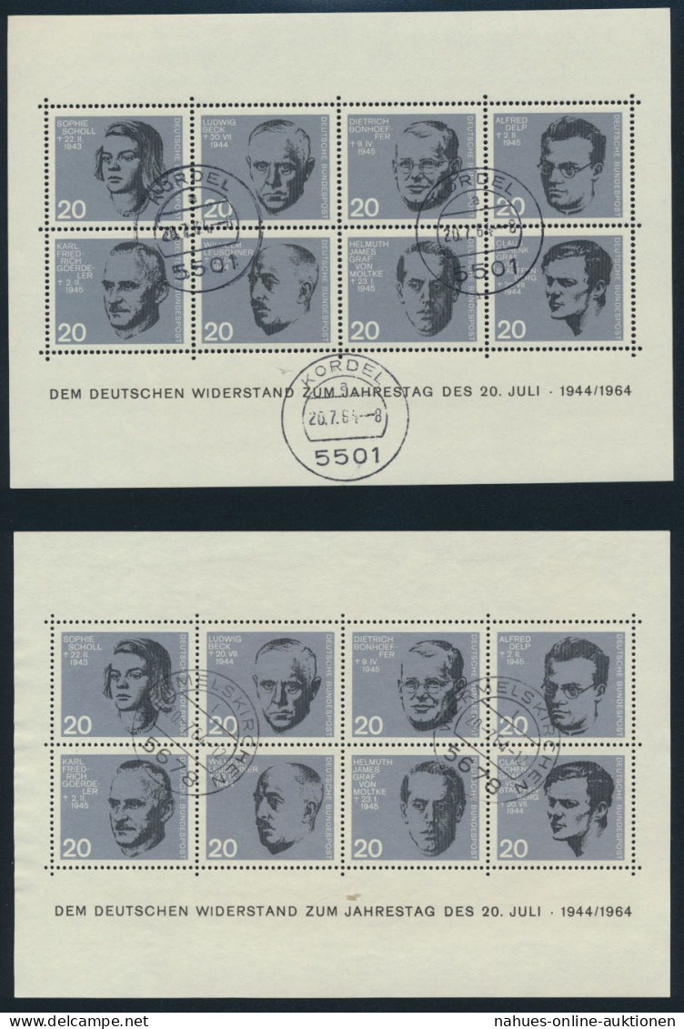 Bund Block 3 Widerstand 20 Jahre Attentat Hitler Vier Verschied. FDC Stempel - Briefe U. Dokumente