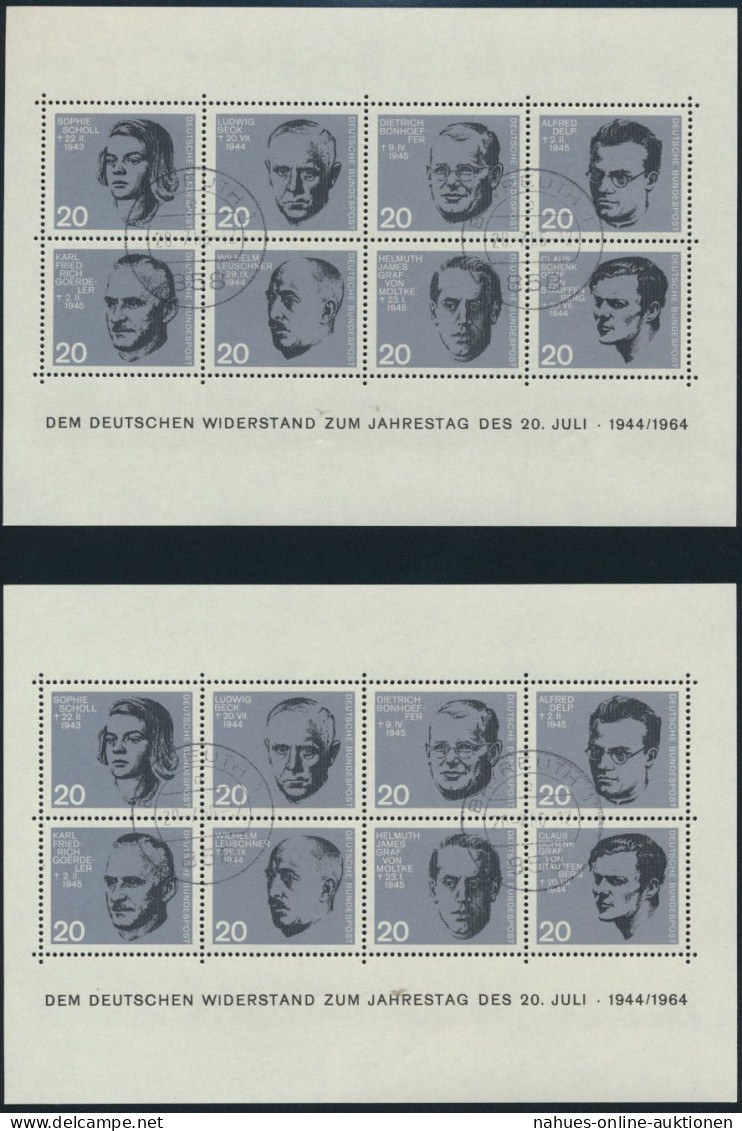 Bund Block 3 Widerstand 20 Jahre Attentat Hitler Vier Verschied. FDC Stempel - Lettres & Documents