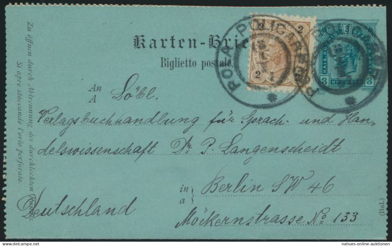 Österreich Ganzsache Kartenbrief K 17 + ZuF Pola Nach Berlin 1897 - Brieven En Documenten