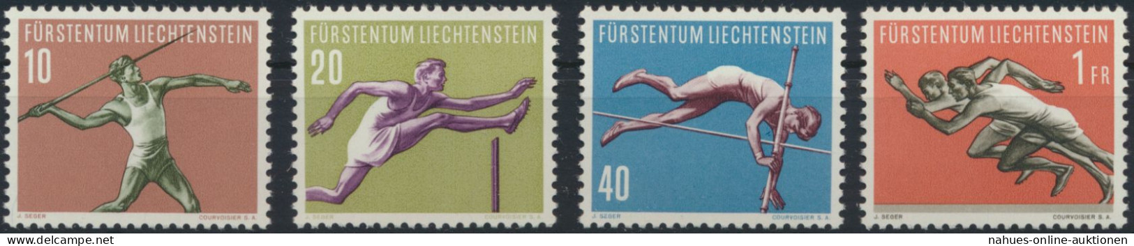 Liechtenstein 342-345 Sport III Plattenfehler 344 I. 1956 Tadellos Postfrisch - Storia Postale