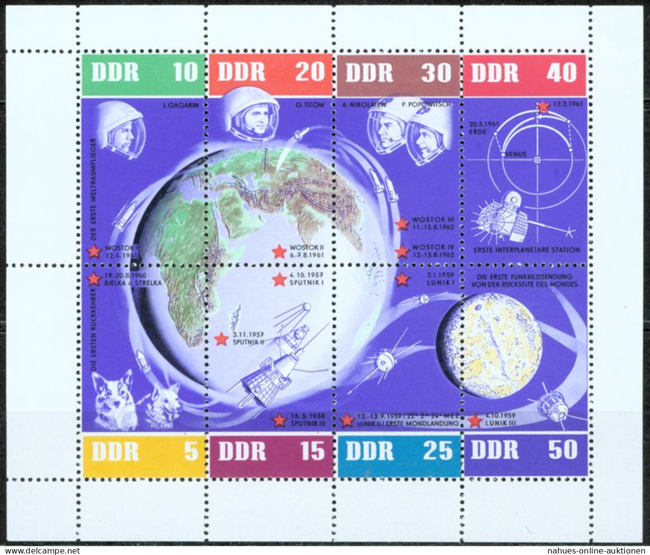 DDR 926-933 Kleinbogen Weltraum Raumfahrt Kosmos Rechts Nicht Durchgezähnt 48,- - Briefe U. Dokumente