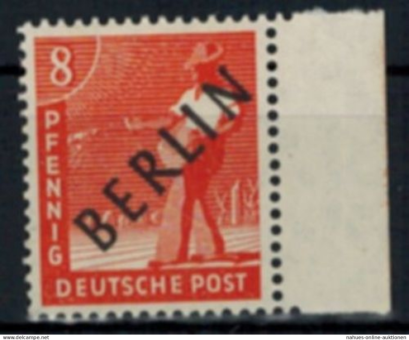 Berlin Schwarzaufdruck Nr. 3 Rechtes Randstück Luxus Tiefst Geprüft Schlegel - Unused Stamps