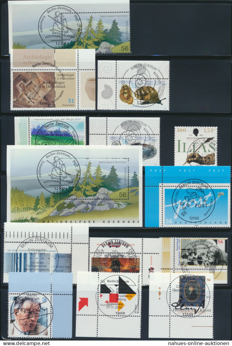 Bund Bogenrand Eckrand Jahrgang 2002 Zentraler Ersttags - Vollstempel - Storia Postale