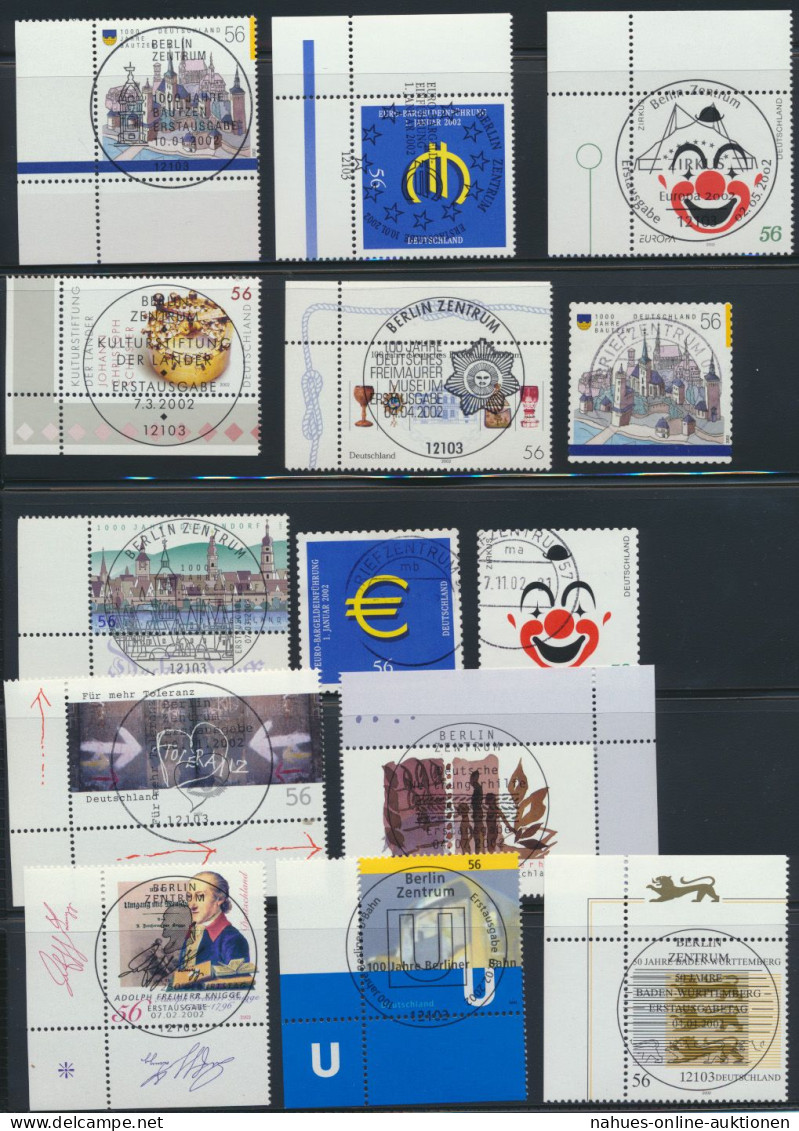 Bund Bogenrand Eckrand Jahrgang 2002 Zentraler Ersttags - Vollstempel - Covers & Documents