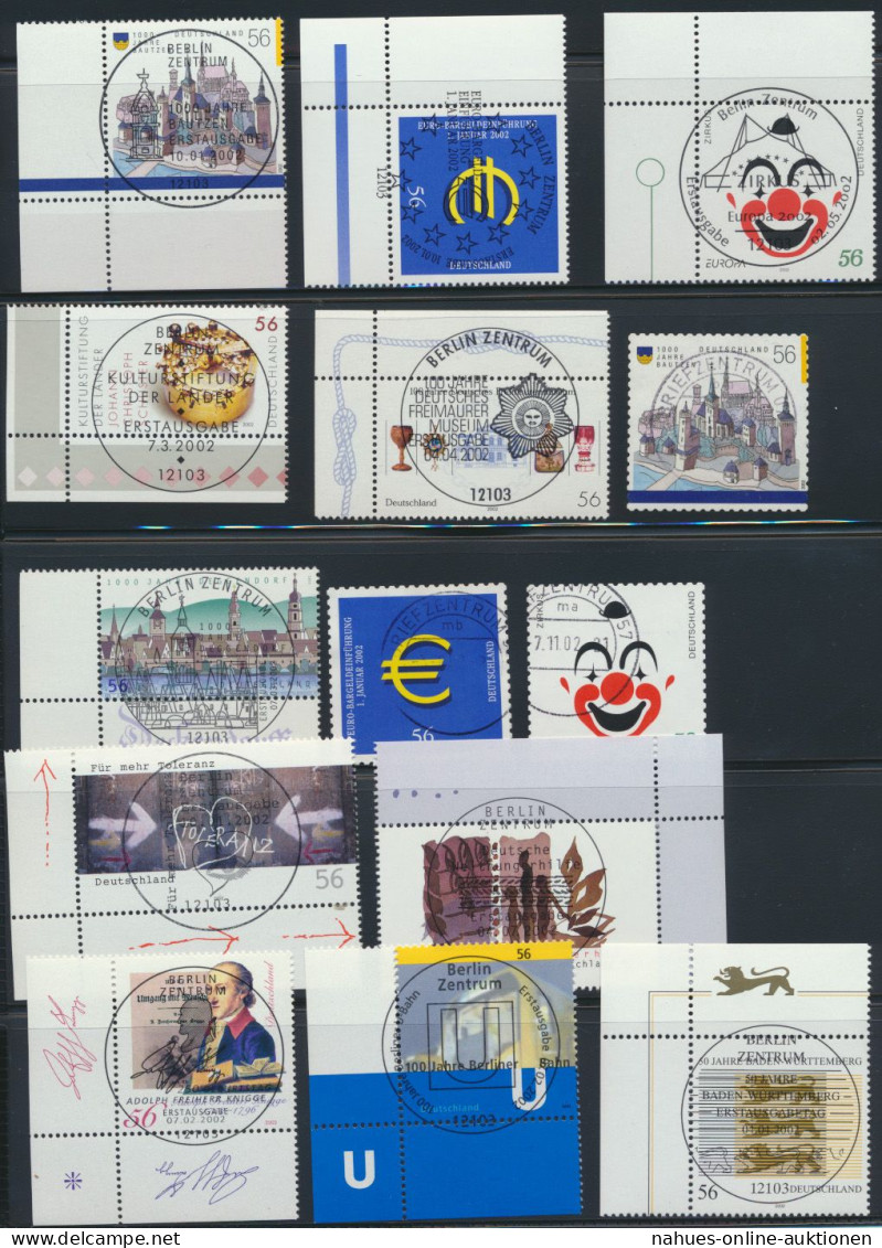 Bund Bogenrand Eckrand Jahrgang 2002 Zentraler Ersttags - Vollstempel - Storia Postale