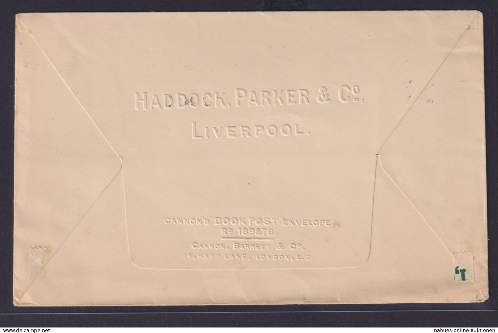 Großbritannien Ganzsache Privatdruck Rückseitig Haddock Parker & Co Liverpool - Briefe U. Dokumente