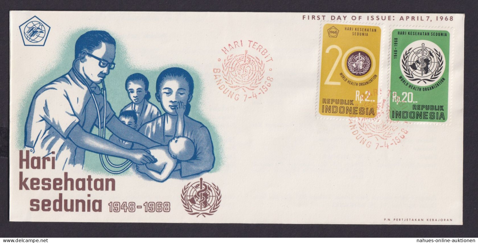 Indonesien Brief WHO Weltgesundheitsorganisation 603-604 Bandung FDC 7.4.1968 - Indonesien