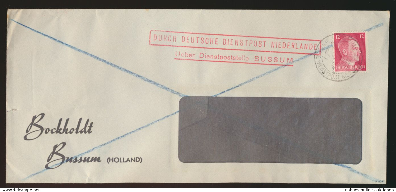 Besetzung Deutsche Dienstpost Niederlande über Dienstpoststelle Bussum - Ocupación 1938 – 45