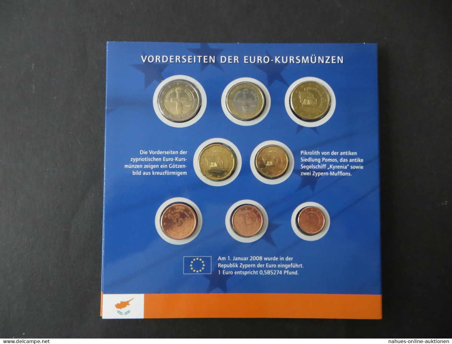 Münzen Zypern KMS Numisfolder Einführung Des Euros 2008 Mit Briefmarken + Block - Zypern