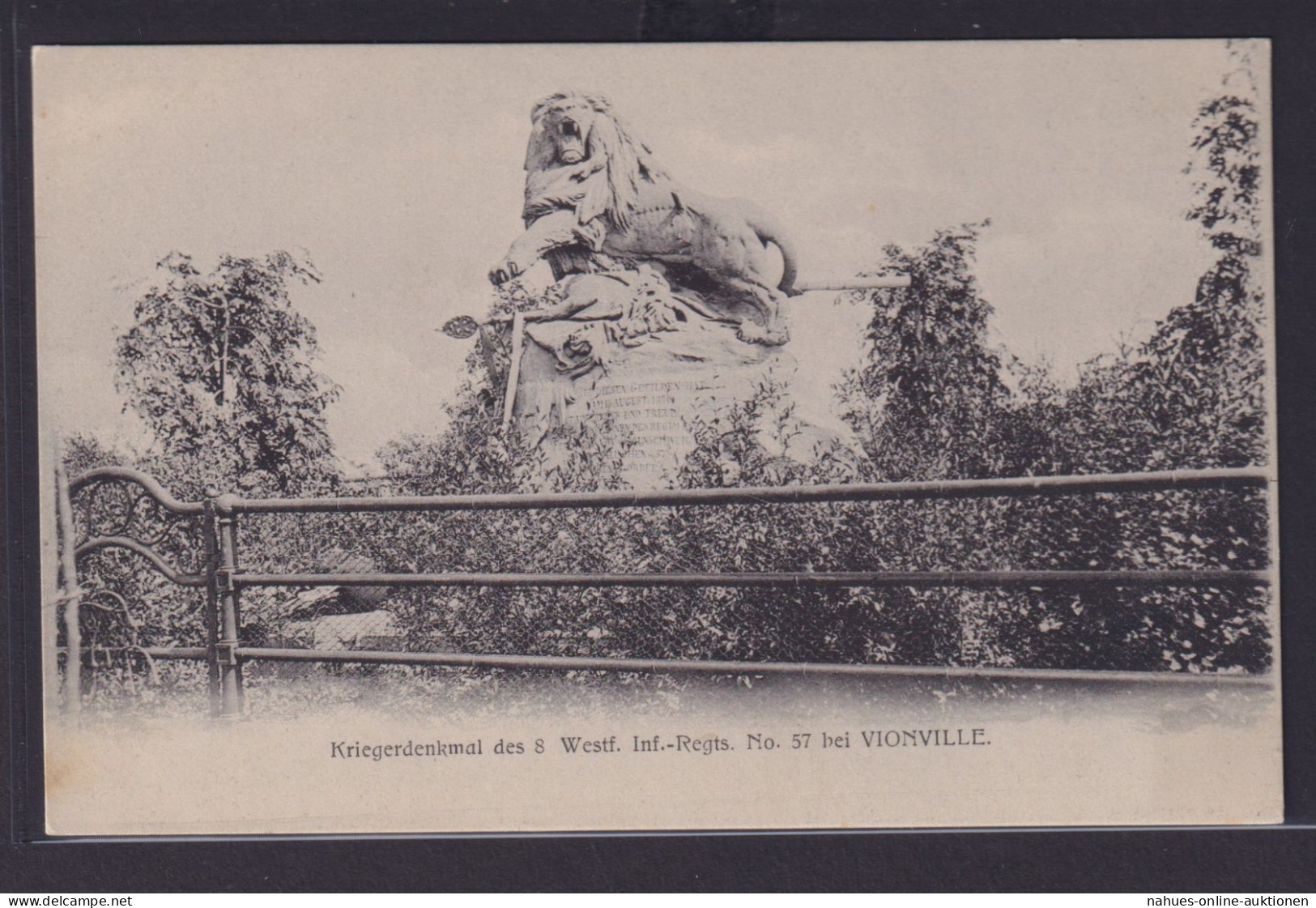 Ansichtskarte Vionville Frankreich Kriegerdenkmal 8.Westf.Inf, Regiment - 1914-18