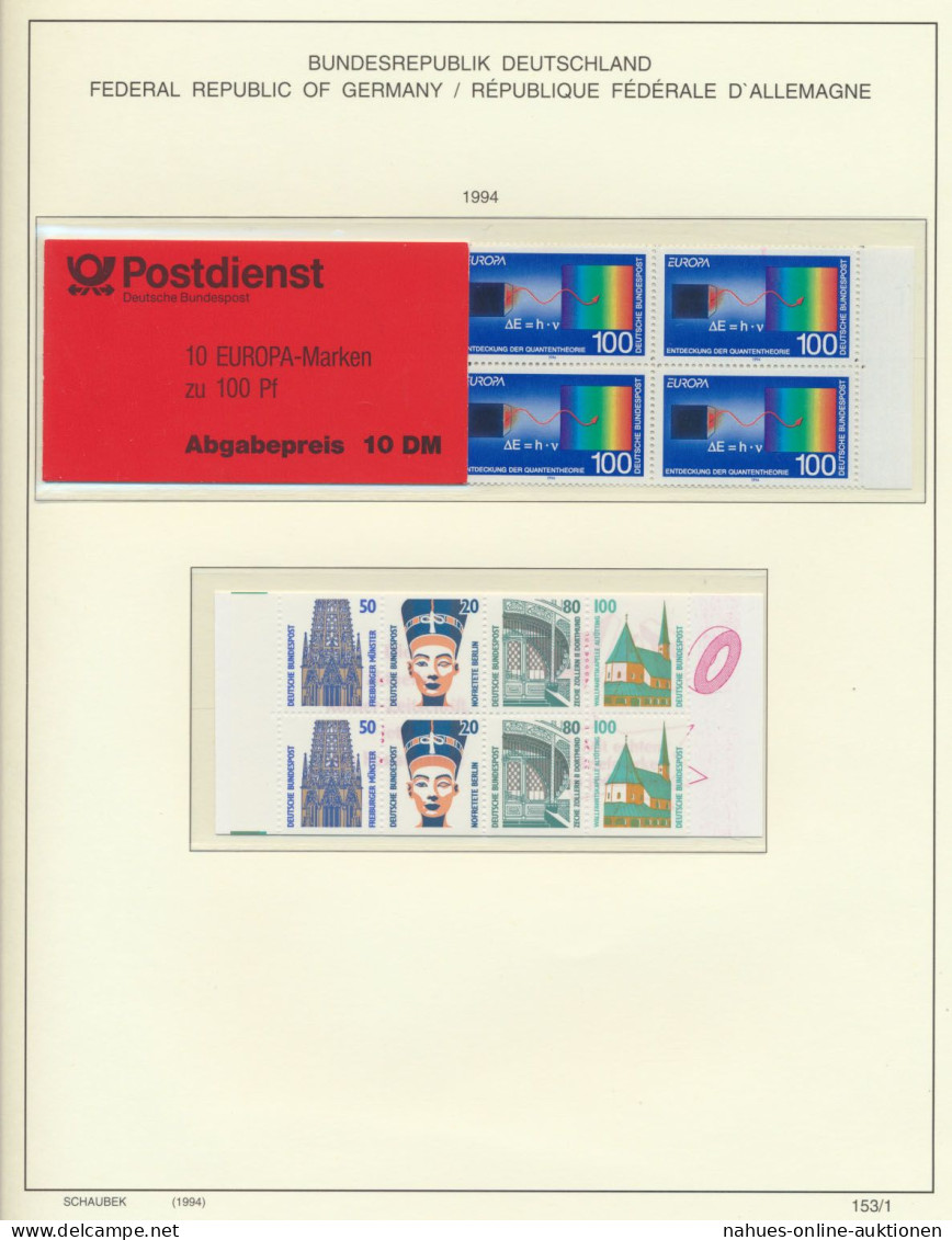 Bund MH 30 Europa + MH 31 Sehenswürdigkeiten 1994 Postfrisch Kat.-Wert 32,00 - Andere & Zonder Classificatie