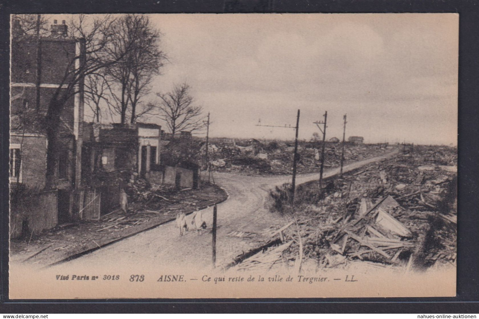 Ansichtskarte Aisne Kriegsschauplatz I.Weltkrieg Frankreich Zerstörte Strassen - Sonstige & Ohne Zuordnung