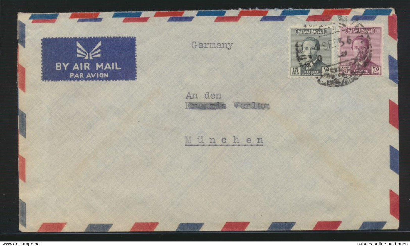 Flugpost Irak 2 Briefe Mit MIF 1952 Bzw. 1956 Nach München - Iraq