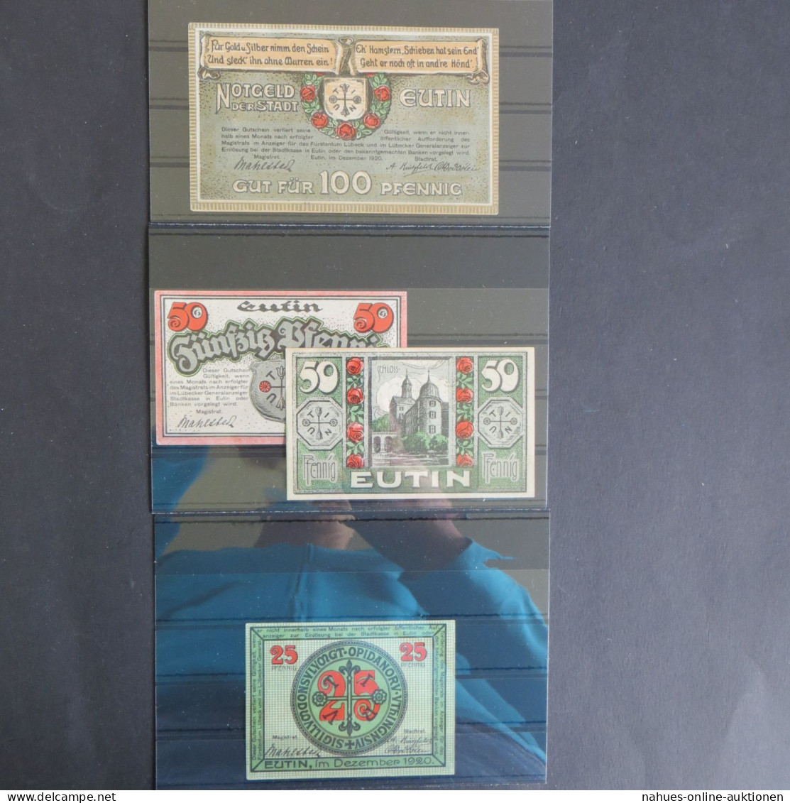 4 Geldscheine Banknoten Notgeld Eutin 25-100 Pf 1920 Gra 359.1 - Andere & Zonder Classificatie