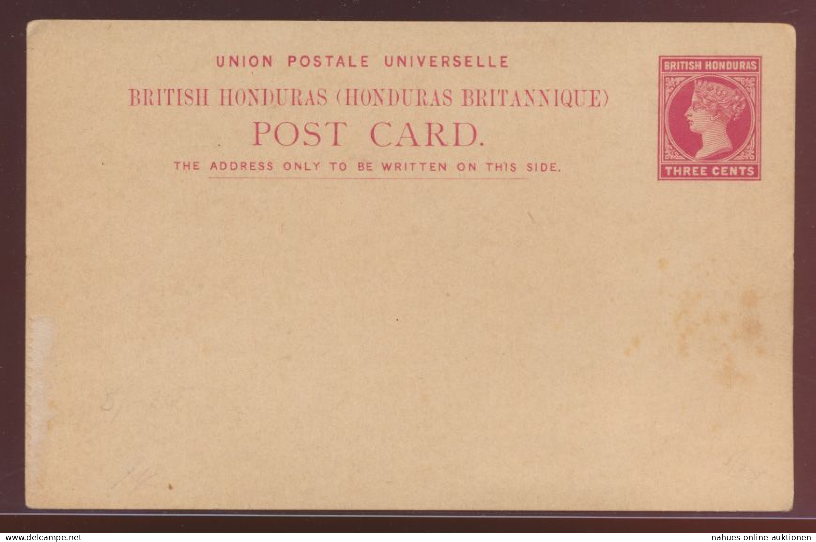 Britisch Honduras Ganzsache 3 C Queen Victoria Postal Stationery - Honduras