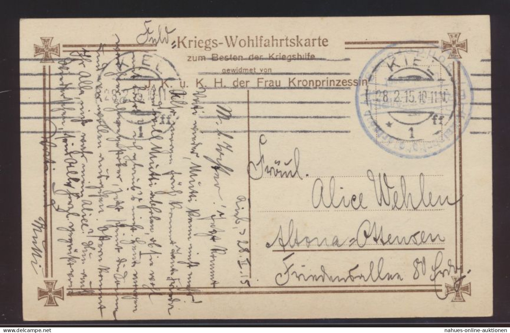 Ansichtskarte Söhne Kronprinzen Zum Besten Der Kriegshilfe Feldpost Kiel Mit Bl. - 1914-18