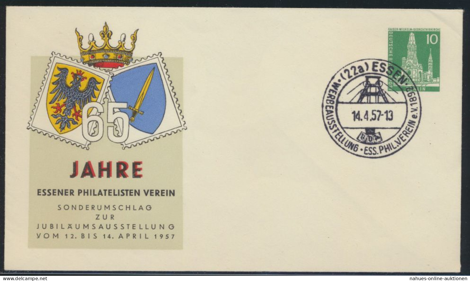 Berlin Privatganzsache Philatelie Essen SST Ausstellung 14.4.1957 - Private Postcards - Used