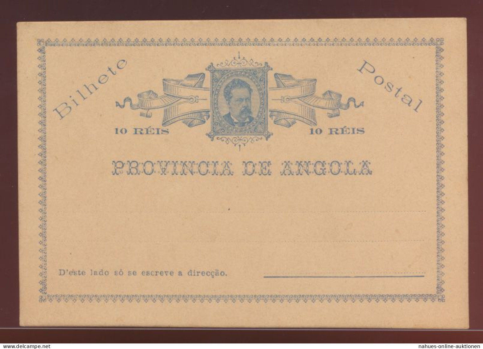 Angola Ganzsache 10 Reis Postal Stationery King Ludwig I - Angola