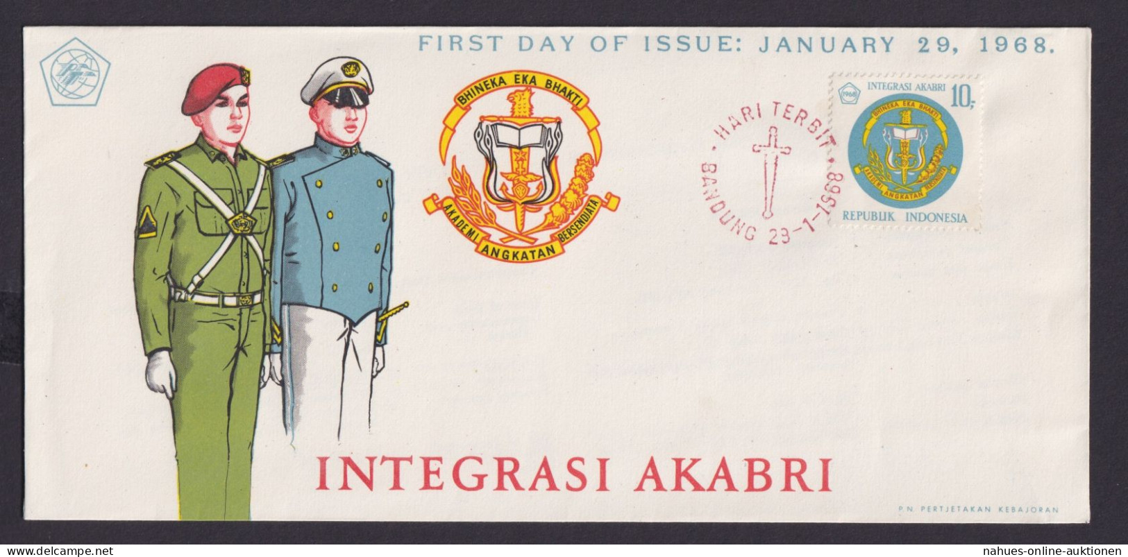 Indonesien Brief 598 Militär Akademie Krieg Militaria FDC Bandung 29.1.1968 - Indonésie