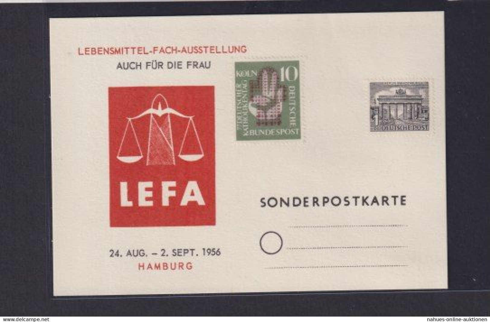 Bund Sonderkarte Hamburg Lebensmittel Fach Ausstellung LEFA 1956 - Storia Postale