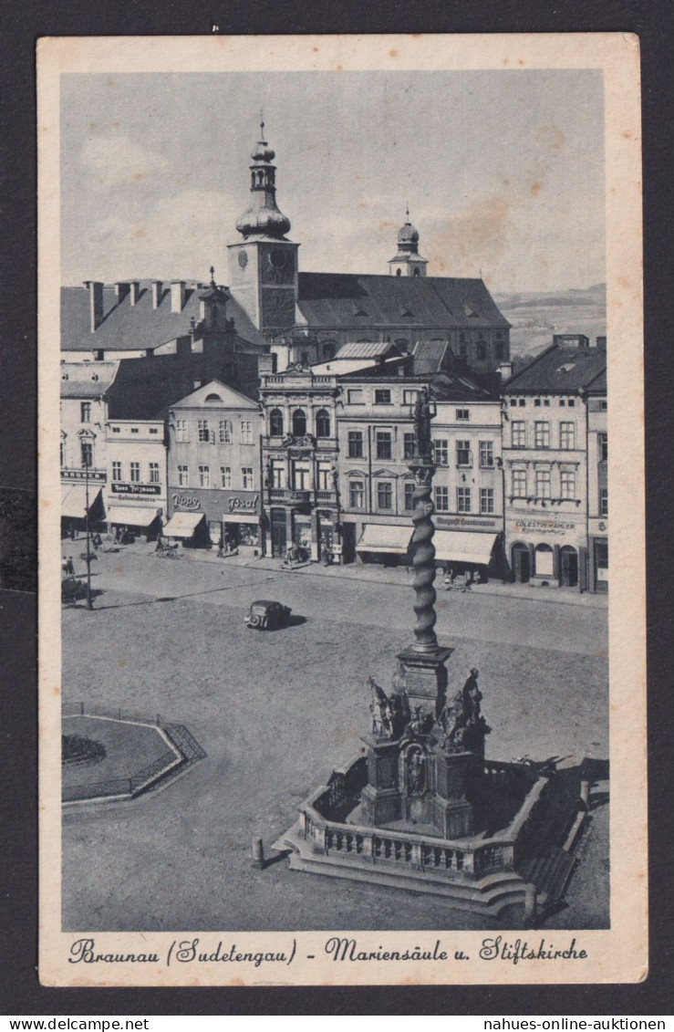 Ansichtskarte Braunau Sudetengau Broumov Tschechien Mariensäule Stiftskirche - Sudeten