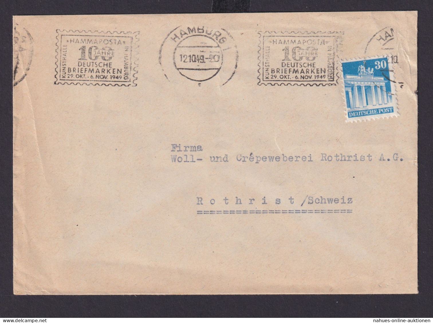 Bizone Brief EF 30 Pf Bauten Mit SST 100 Jahre Deutsche Briefmarken Destination - Covers & Documents