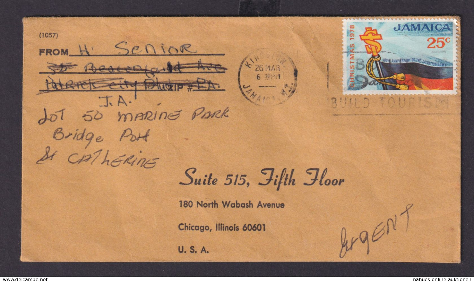 Briefmarken Jamaika Kingston Nach Chicago Illinois USA EF Weihnachten Salvation - Jamaique (1962-...)