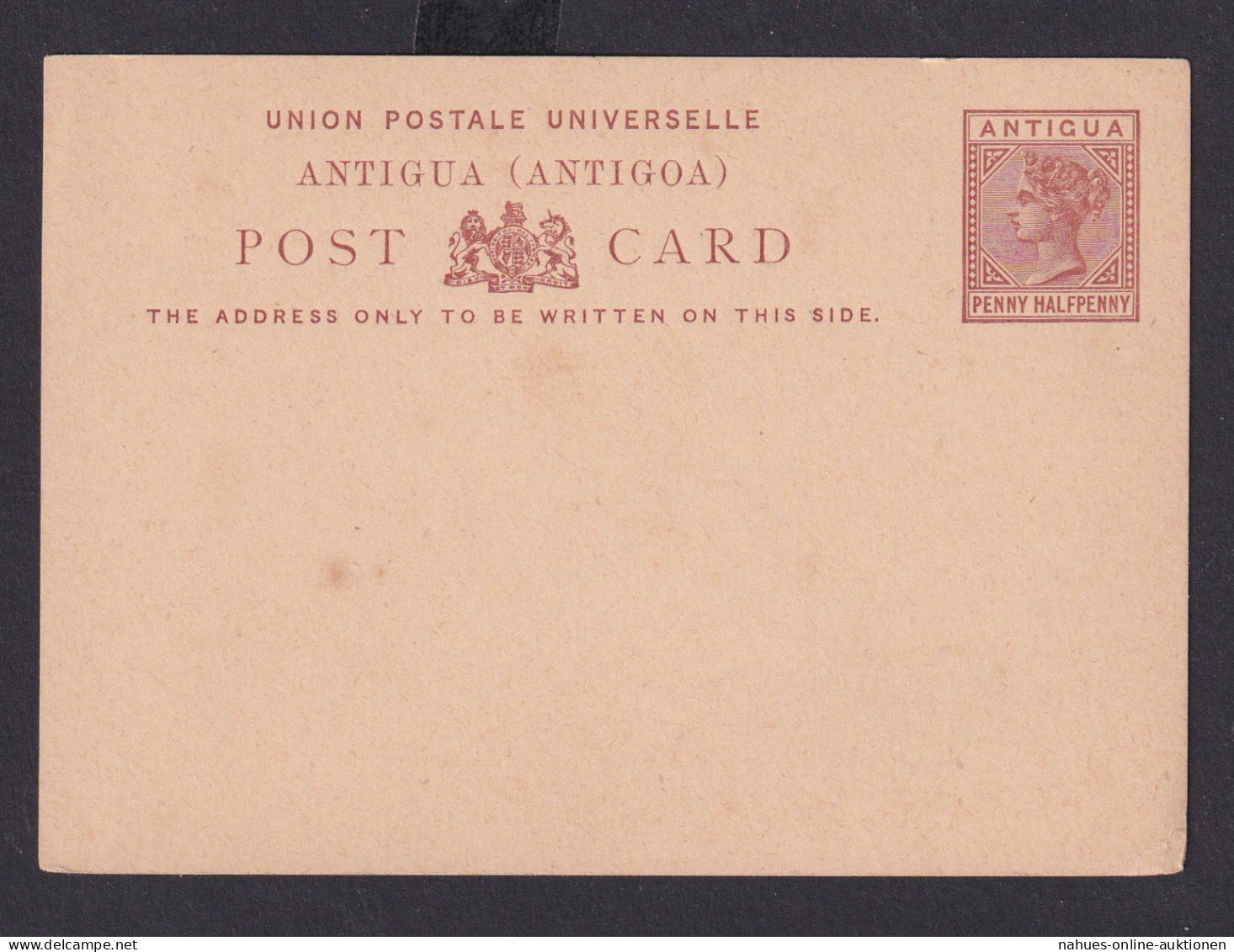 Briefmarken Britische Kolonien Antigua Ganzsache Queen Victoria 1 1/2 P Braun - Antigua Und Barbuda (1981-...)