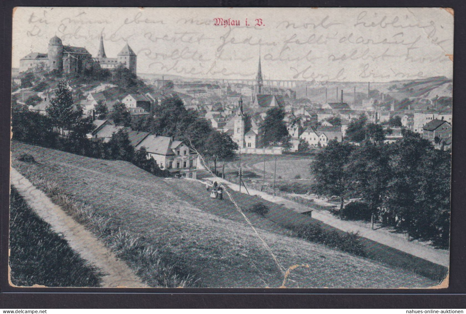 Ansichtskarte Mylau Reichenbach Ortsansicht Vogtland Sachsen Nach Leipzig - Other & Unclassified