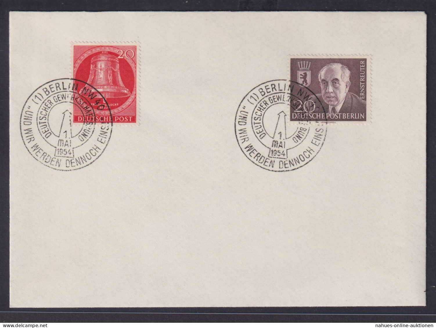 Berlin Brief Glocke Mitte U.a. Mit Inter SST Gewerkschaft 1.5.1954 - Covers & Documents