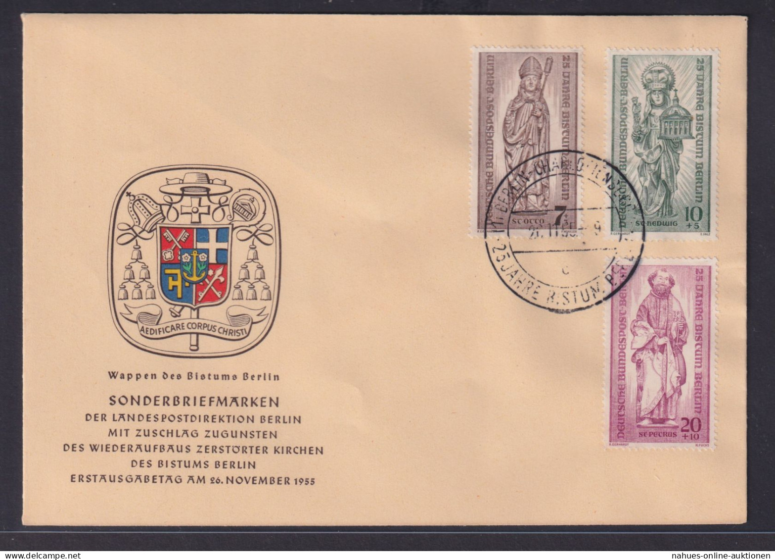 Berlin Brief 132-134 Bistum Kirche Glauben Religion FDC 26.7.1955 - Sonstige & Ohne Zuordnung