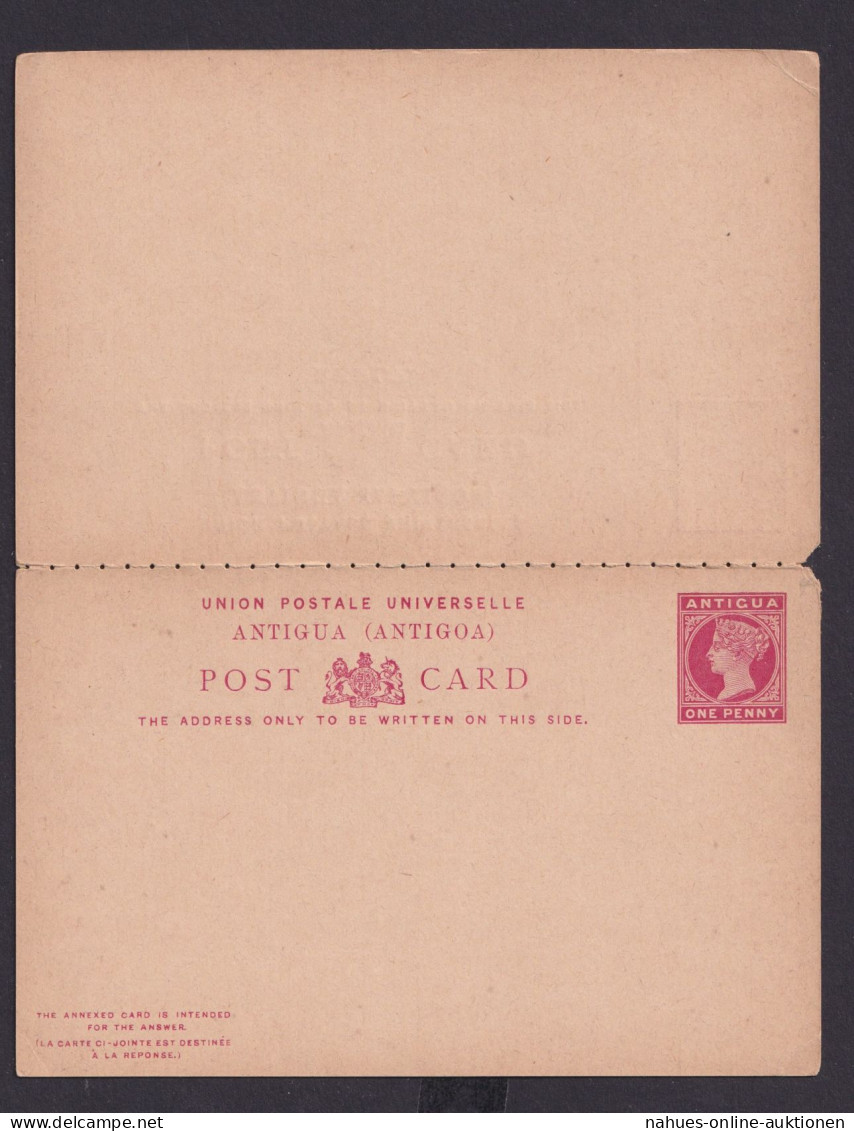 Briefmarken Britische Kolonien Antigua Ganzsache Queen Victoria Frage & Antwort - Antigua Y Barbuda (1981-...)