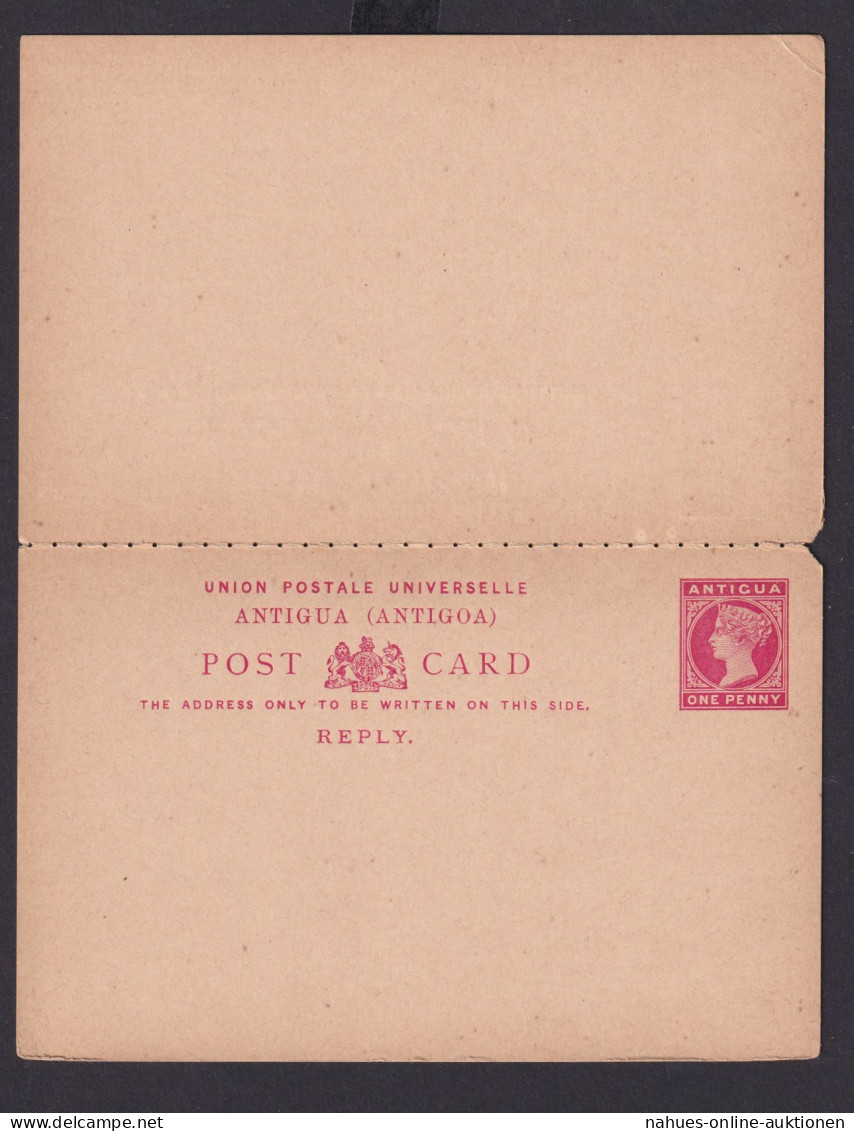 Briefmarken Britische Kolonien Antigua Ganzsache Queen Victoria Frage & Antwort - Antigua And Barbuda (1981-...)