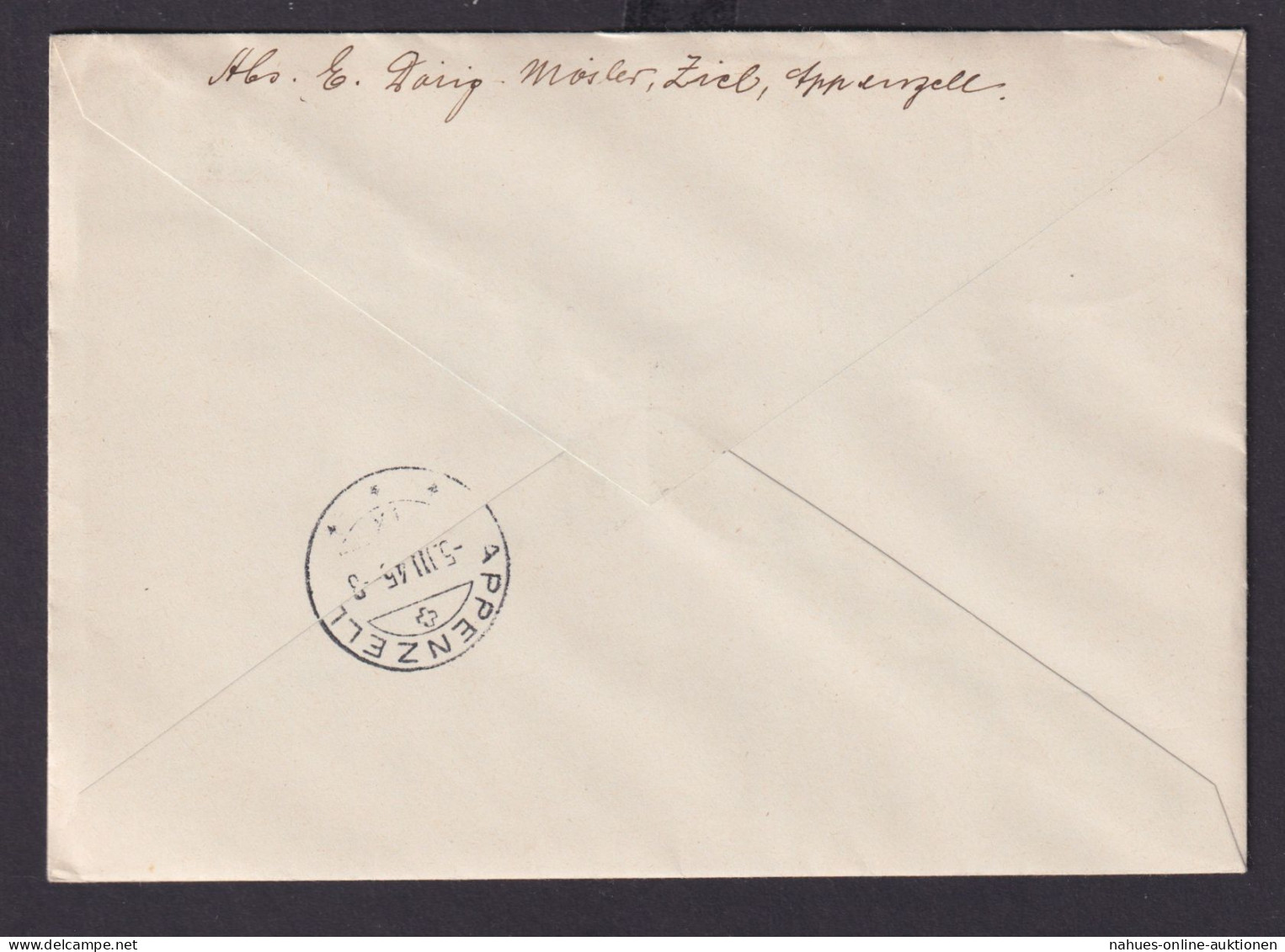 Schweiz R Brief MIF Flugpost 437 + 443 Kriegsgeschädigte Lugano Nach Alpenzell - Covers & Documents