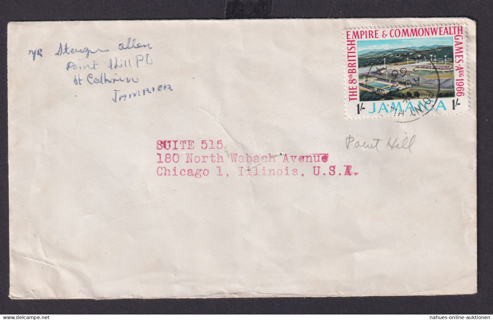Jamaika Brief EF 1 Sh. Destination Nach Chicago USA 1966 - Jamaica (1962-...)