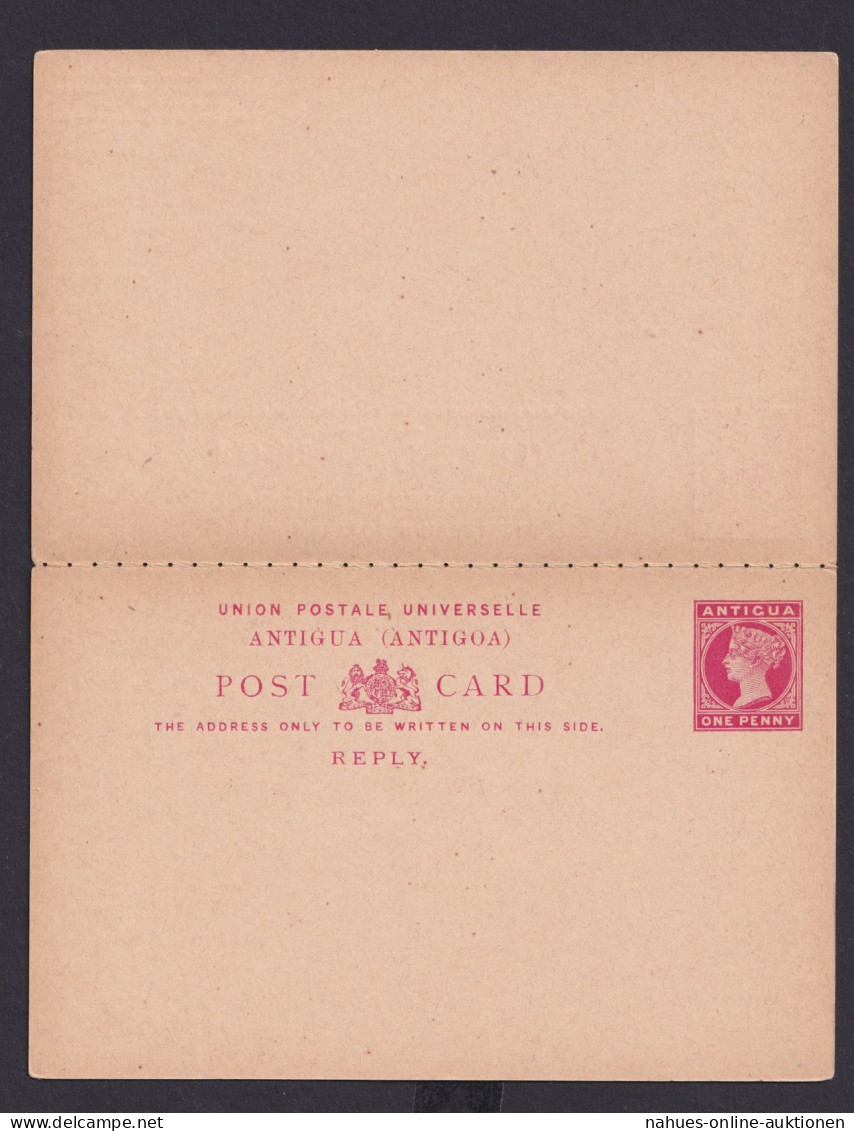 Briefmarken Britische Kolonien Antigua Ganzsache Queen Victoria Frage & Antwort - Antigua And Barbuda (1981-...)