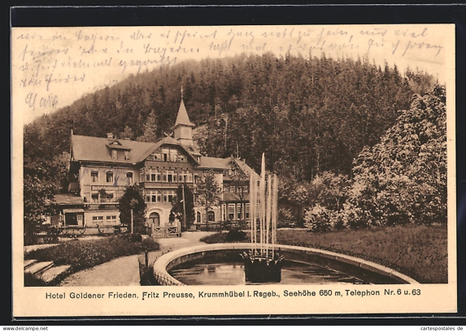 AK Krummhübel I. Rsgeb., Hotel Goldener Frieden Von Fritz Preusse  - Schlesien