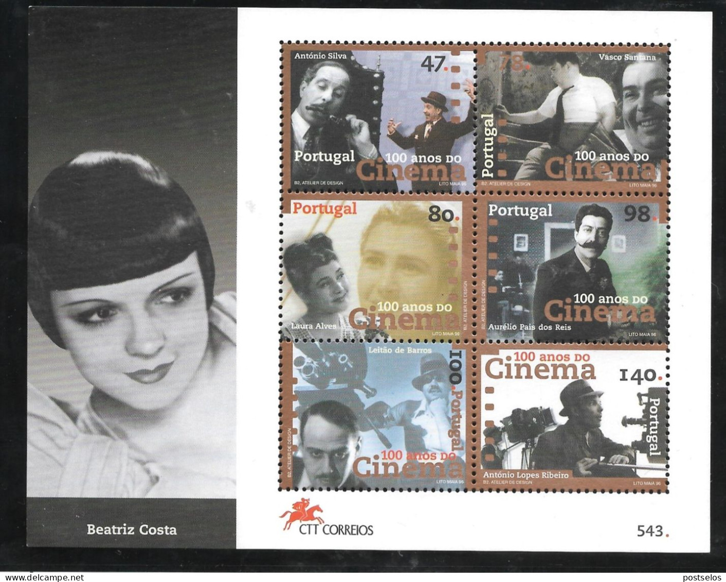 Cinema Portugal 100 Anos - Unused Stamps